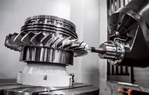 CNC machining of aerospace aluminum parts.